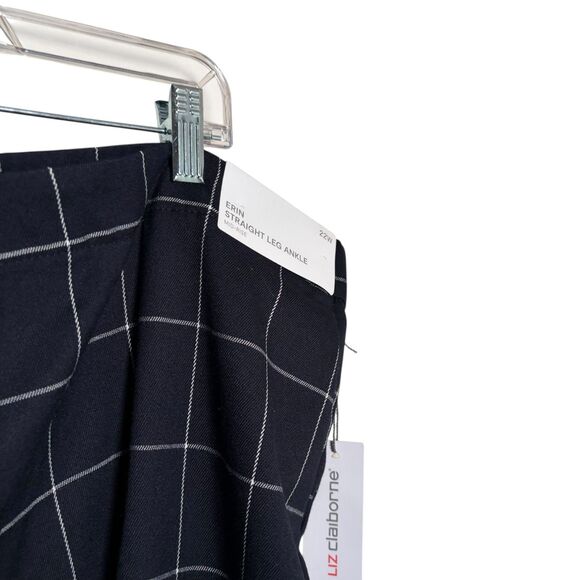 Liz Claiborne Pants Women's 22W Navy Blue Erin Plaid Ankle Mid Rise NWT - Picture 4 of 12